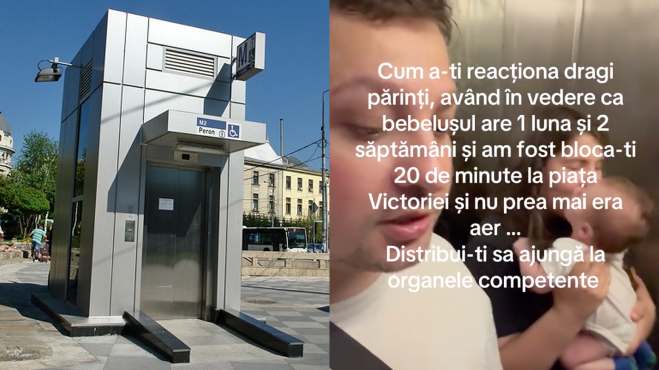 SCANDALOS! Lifturile de la metrou, capcane pentru călători. Doi părinți au stat zeci de minute blocați cu bebelușul în lift la Piața Victoriei
