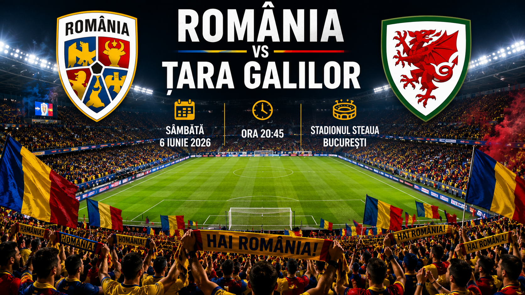 LIVE PRIMA TV România – Ţara Galilor 0-0 ONLINE VIDEO. Gică Hagi a schimbat radical primul 11, stadion plin în Ghencea