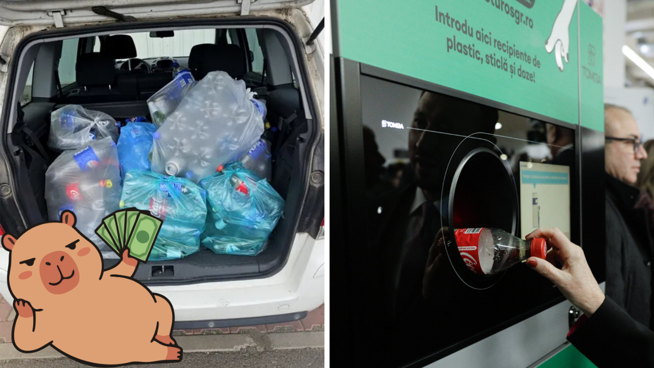 A stat două ore la automatul SGR reciclând sticle și doze. Cu câți bani a plecat românul