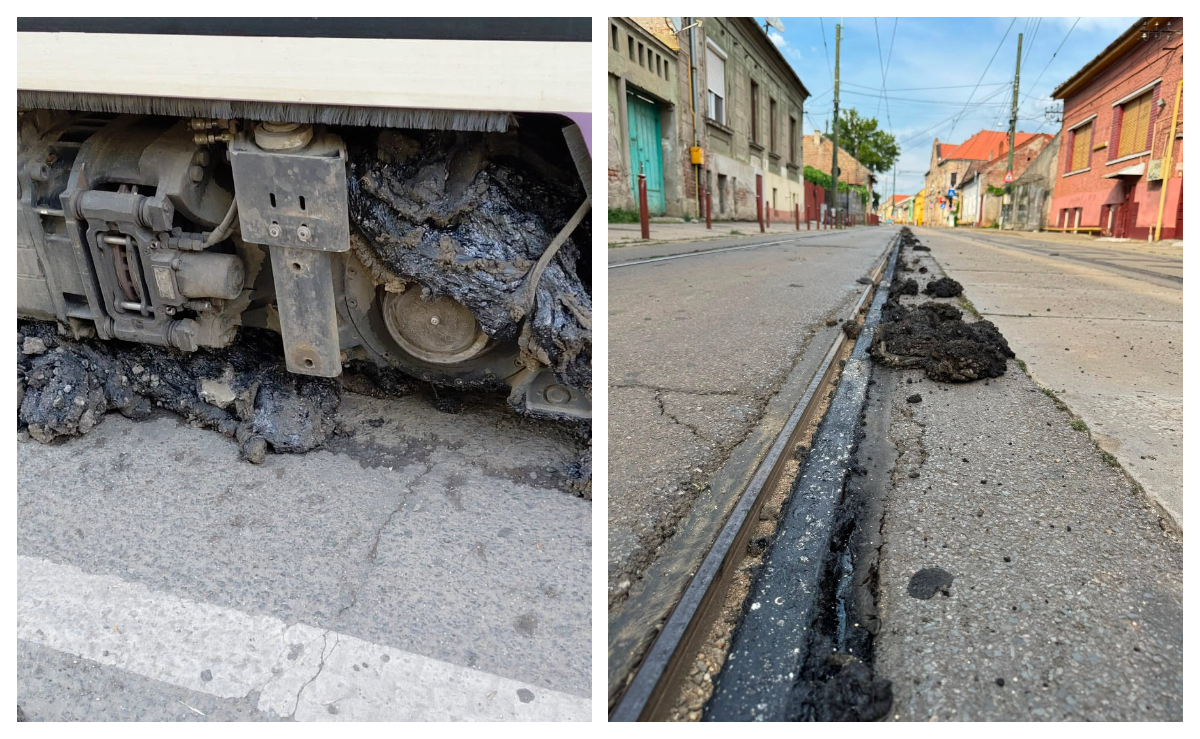 Circulația tramvaielor din Timișoara, afectată din cauza caniculei. ”Masticul care asigură etanşarea dintre linia de tramvai şi stratul de asfalt se topeşte”