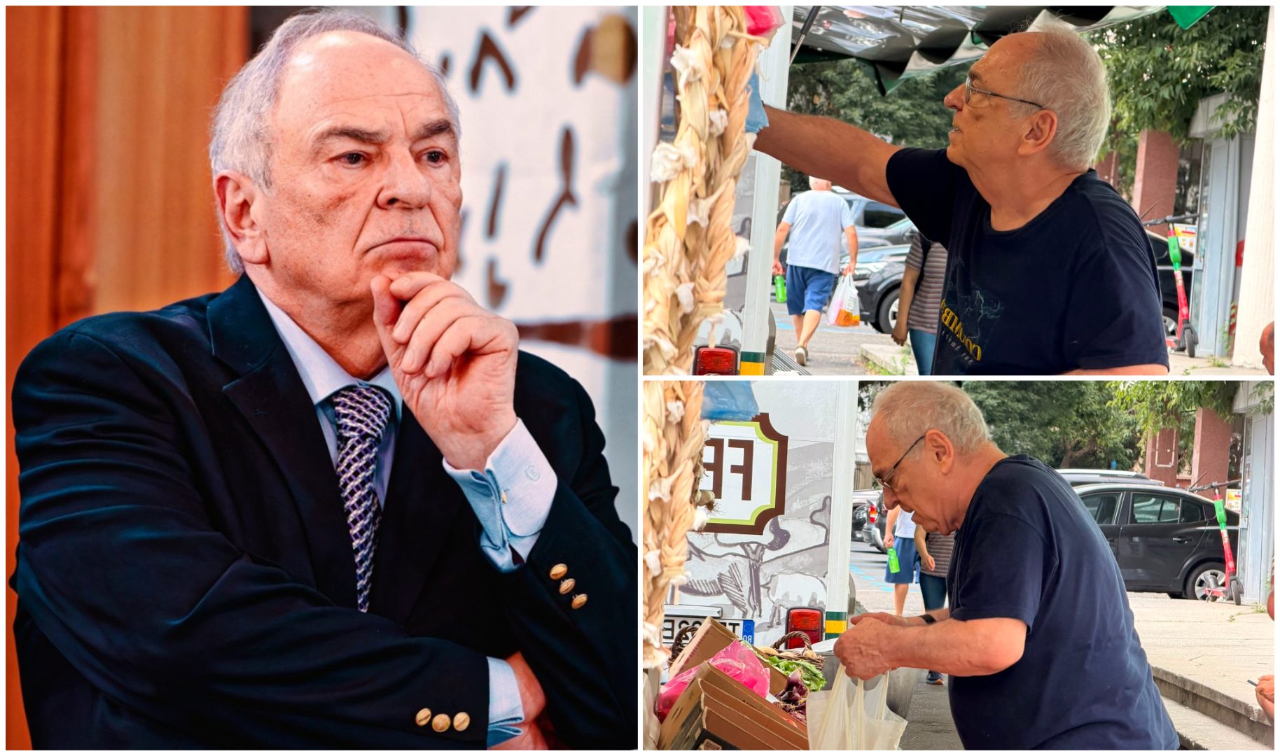 FOTO EXCLUSIV Gabriel Liiceanu, așa cum nu l-ai mai văzut niciodată! Cum arată filosoful român la 84 de ani, surprins în pantaloni scurți la o tarabă de legume
