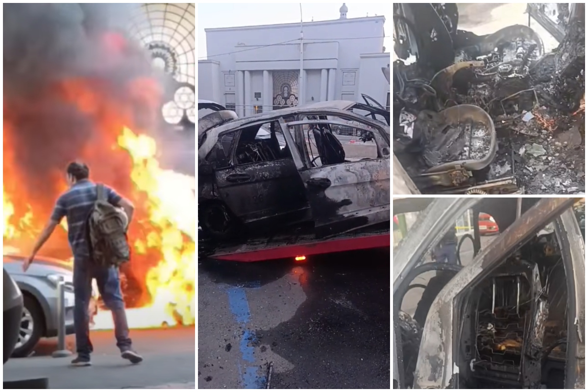 Un Mercedes a luat foc pe Bulevardul Ion Mihalache din Capitală. Autoturismul aparține unui tiktoker celebru