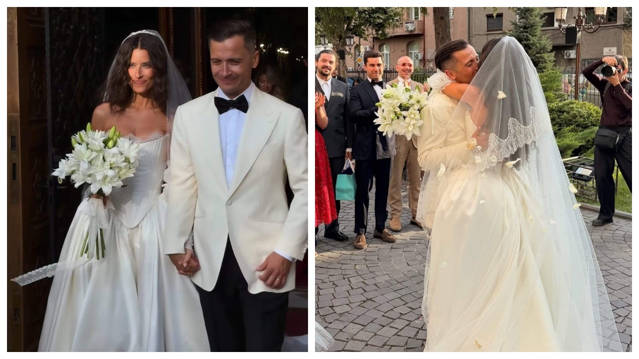 Alice Peneacă și Dragos Caliminte au spus DA și la biserică. Cuplul, strălucitor și la ceremonie, și la nuntă. IMAGINI DE COLECȚIE