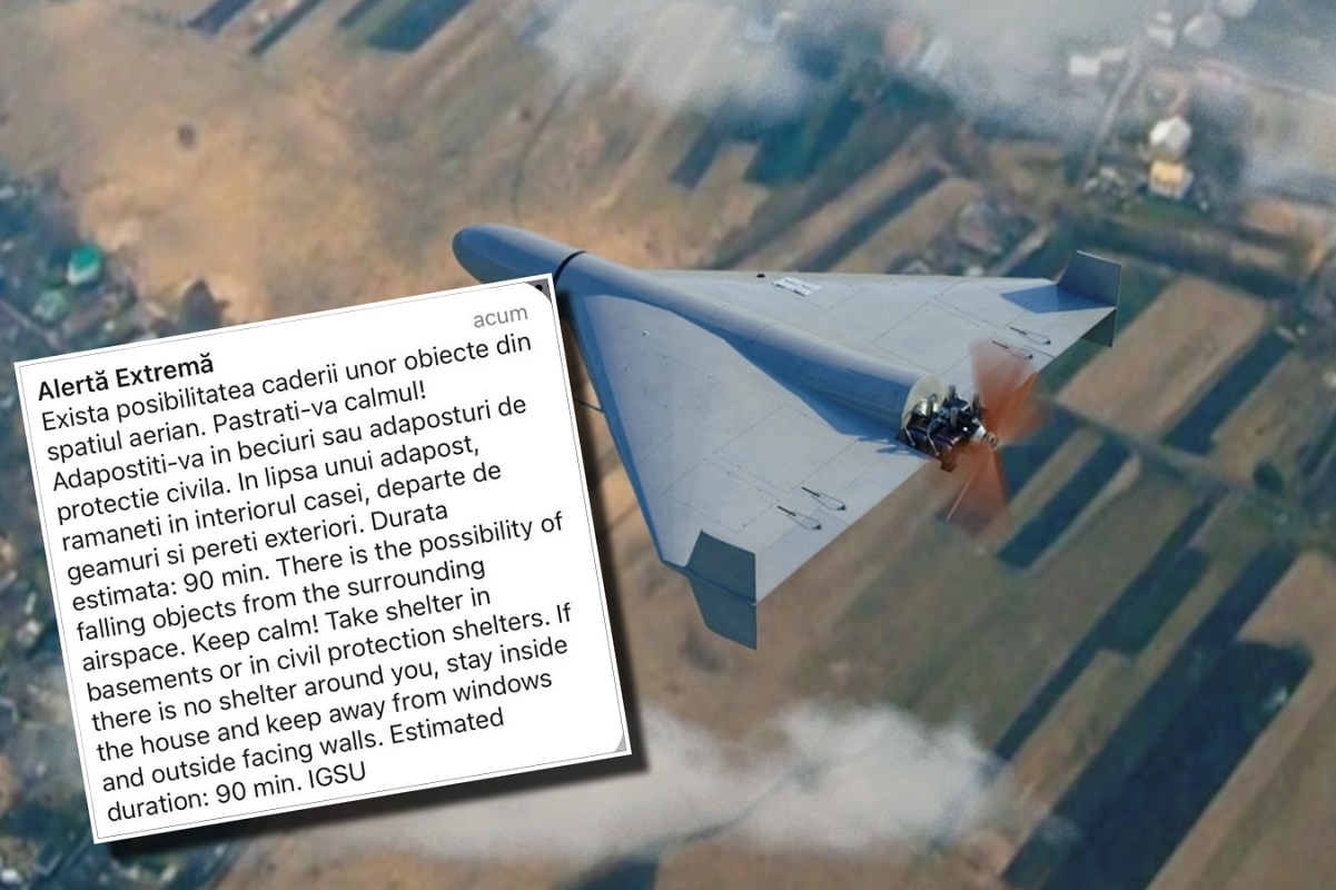 Nou mesaj Ro-Alert în Tulcea! Locuitorii au fost avertizați cu privire la posibilitatea căderii de obiecte din spaţiul aerian. Două aeronave de luptă și un elicopter, ridicate de la sol pentru monitorizarea situației