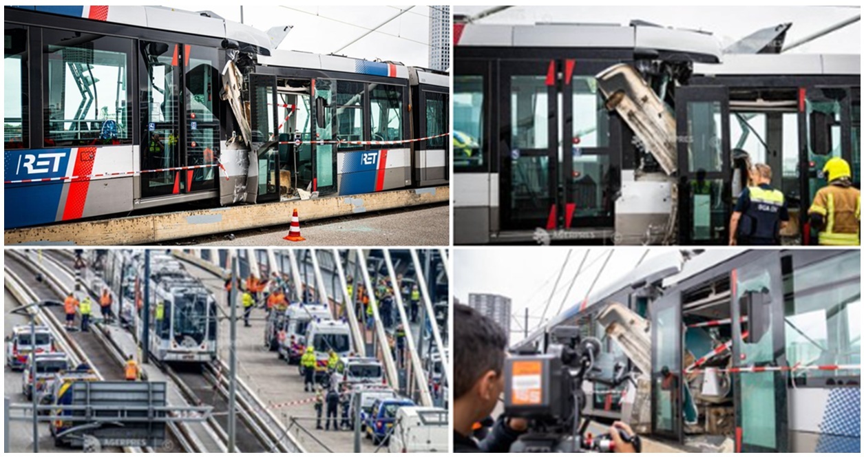 Accident feroviar șocant, două tramvaie s-au ciocnit violent. 15 victime / Momentul impactului, surprins de camerele de supraveghere VIDEO