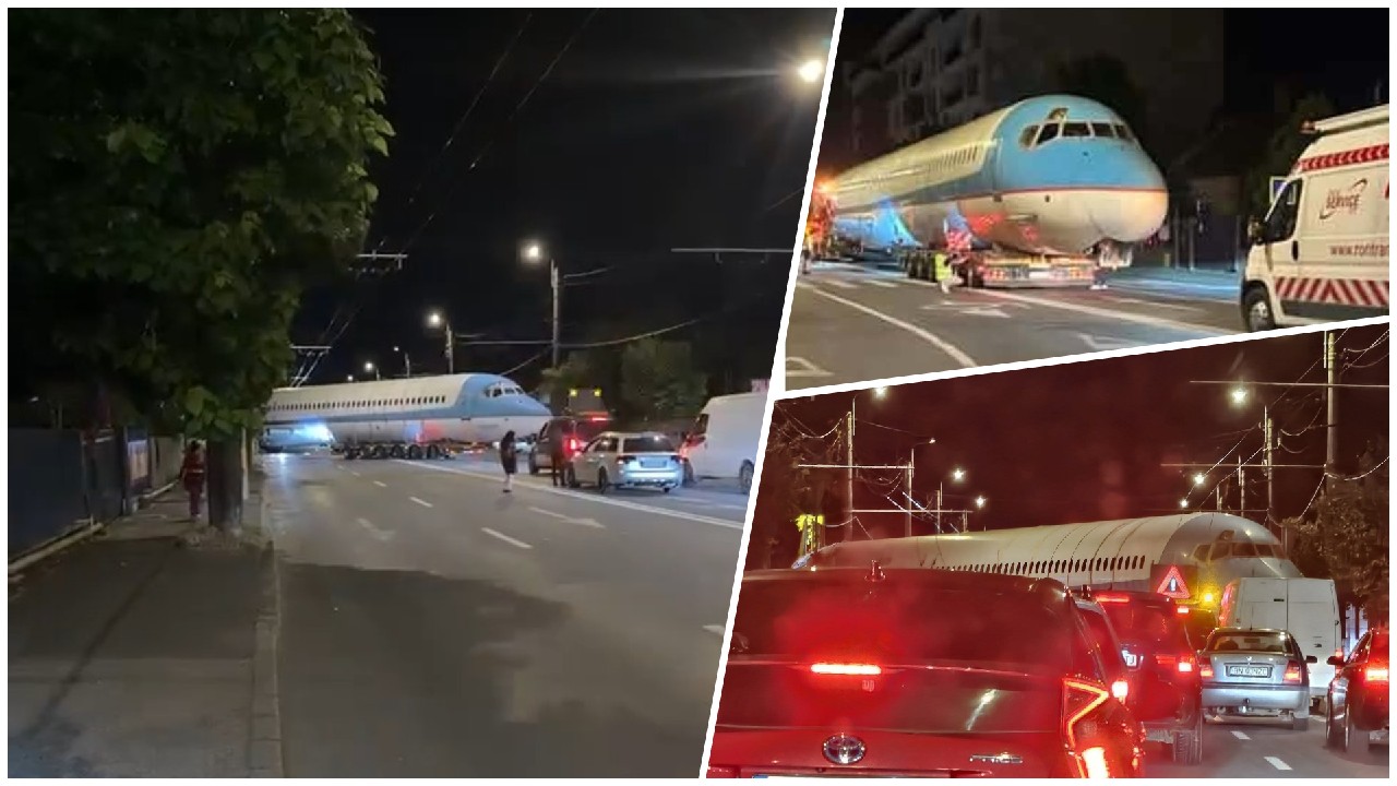 Un avion a ajuns pe o stradă din Cluj-Napoca și a blocat traficul rutier. Aeronava dezafectată a plecat tocmai de la Aeroportul Otopeni