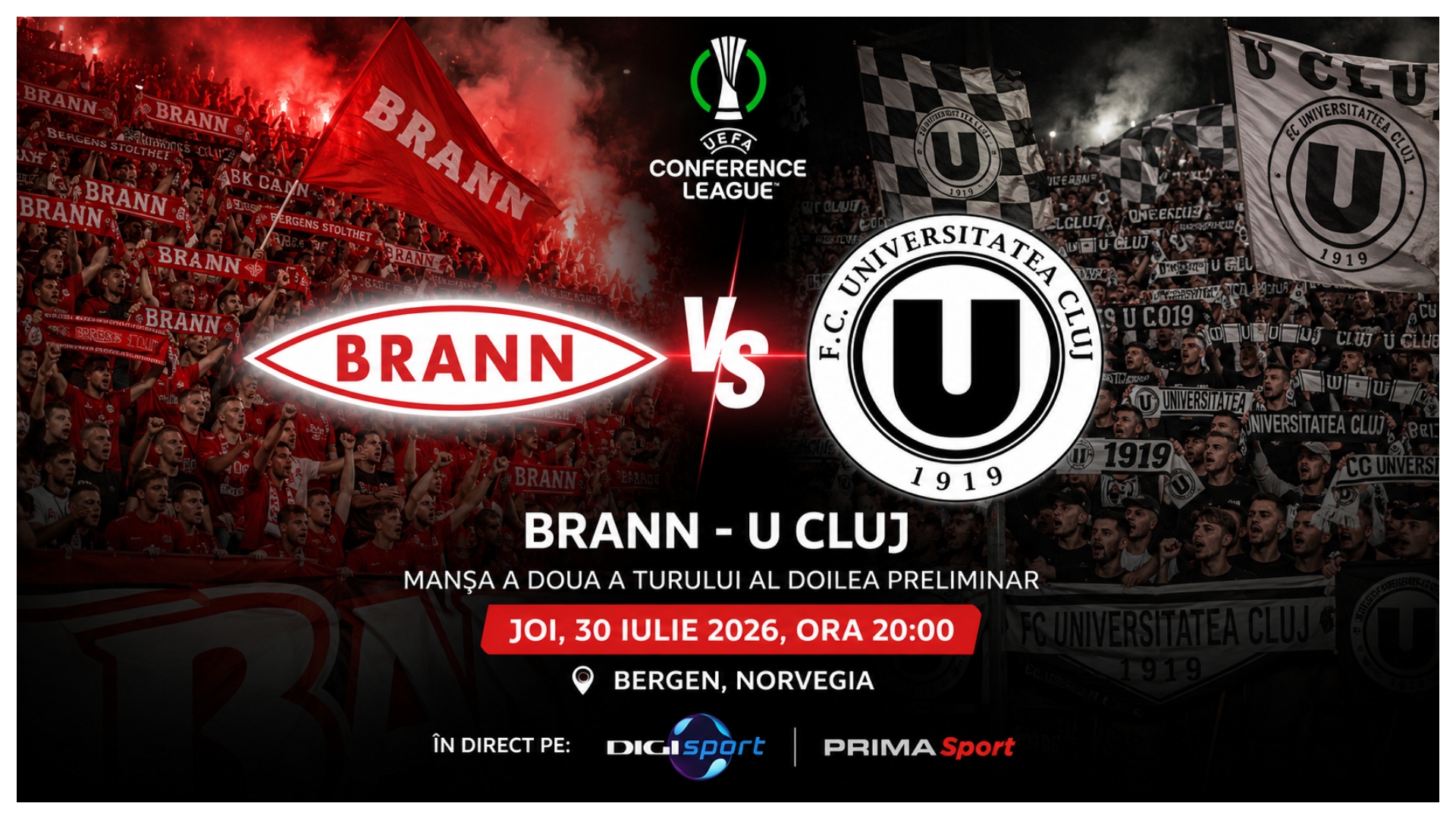 LIVE Brann – U Cluj ONLINE VIDEO (ora 20:00) în Conference League. Unde vezi meciul în direct la TV