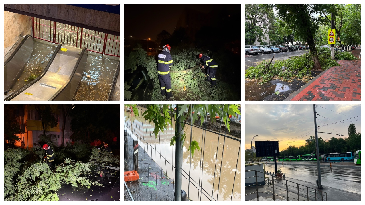 Furtuna de cod roșu a făcut prăpăd în București și în țară. Un bărbat a fost omorât după ce un copac a căzut peste mașina lui, iar mai multe autoturisme au fost distruse