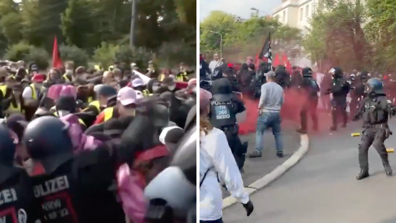 VIDEO Haos în Germania! Mii de protestatari au ieșit în stradă împotriva conferinței partidului extremist de dreapta AfD. Străzile sunt blocate