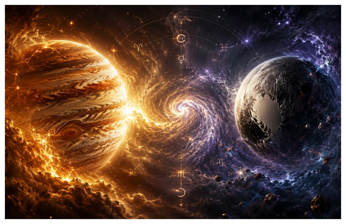 Războiul titanilor pe cer (19-20 iulie 2026): Marele benefic Jupiter și transformatorul Pluto aduc sentimente intense zodiilor
