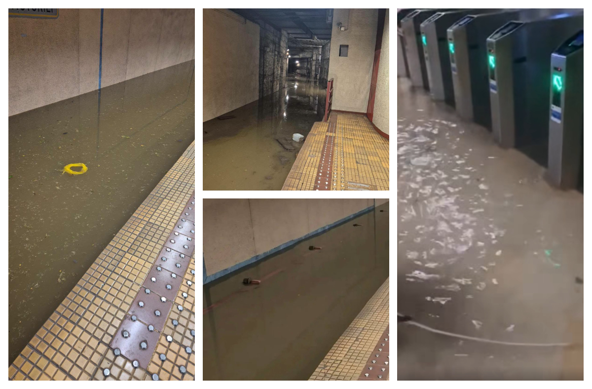 Inundaţii masive la metrou, staţia Piaţia Victoriei 2 arată ca un lac FOTO şi VIDEO
