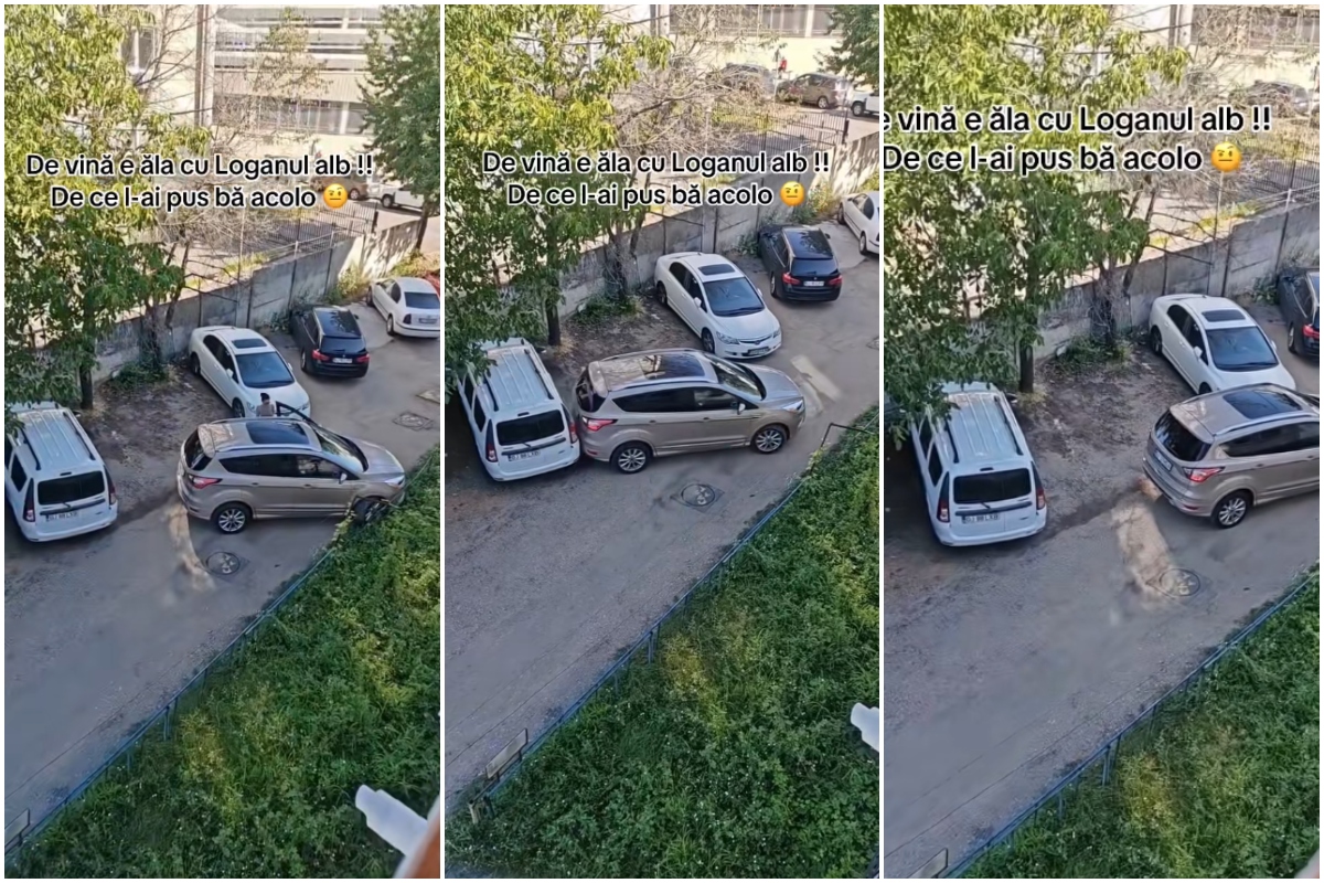 VIDEO VIRAL Ravagii în parcare! Valuri de comentarii ironice după ce o șoferiță lovește o mașină în încercarea de a parca: „A mutat un pic Loganul ca să poată ieși”/”Cealaltă mașină nu era parcată la unghiul corect și l-a corectat”