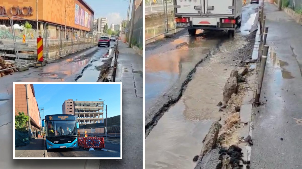Drum surpat în zona Piața Obor. O stradă întreagă, care arată ca după război, se închide pentru reparații