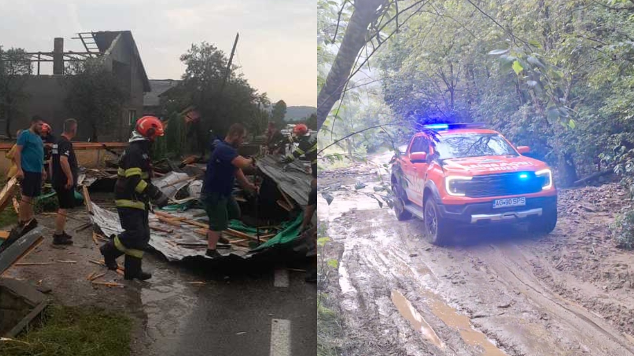 Trei județe din România, afectate de fenomene meteo extreme sâmbătă seara. Drumuri blocate, case avariate și oameni evacuați FOTO