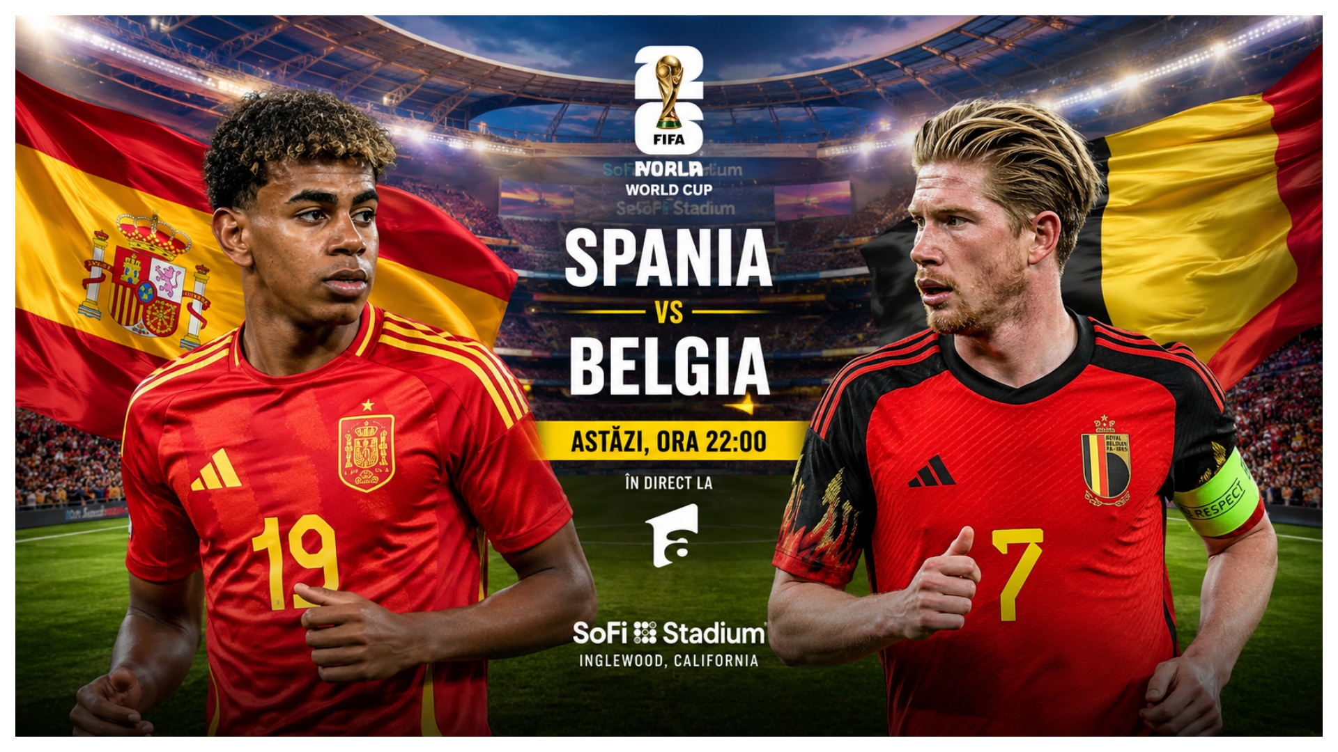 LIVE Antena 1 Spania – Belgia (ora 22:00) VIDEO ONLINE la Cupa Mondială 2026. Duel de foc pentru o semifinală de vis cu Franţa, unde vezi meciul la TV