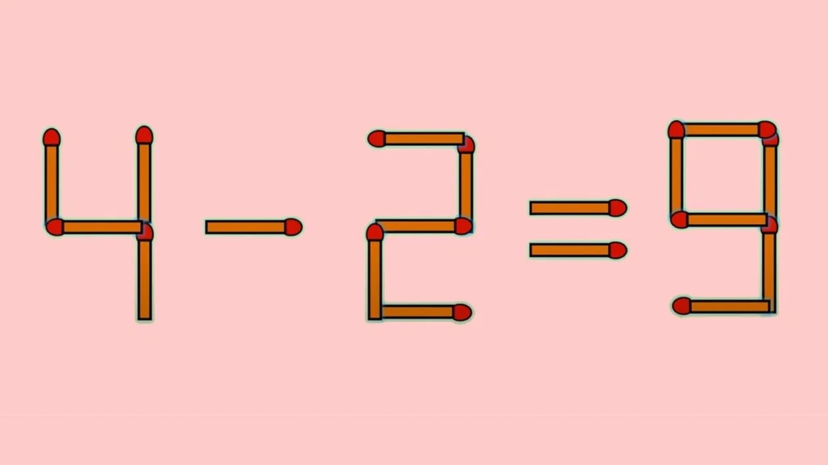 Test IQ. Corectează 4-2=9 mutând un singur băț de chibrit. Doar geniile știu răspunsul în câteva secunde