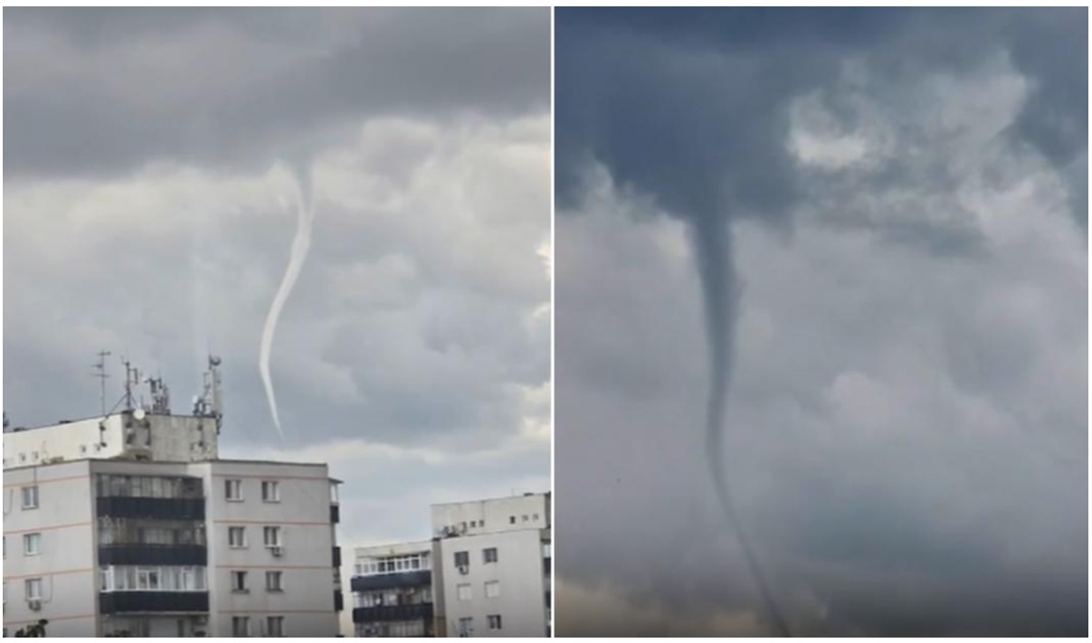 Tornadă în România, la o oră distanță de București. Fenomenul meteo a speriat oamenii, imagini distribuite masiv pe rețelele sociale