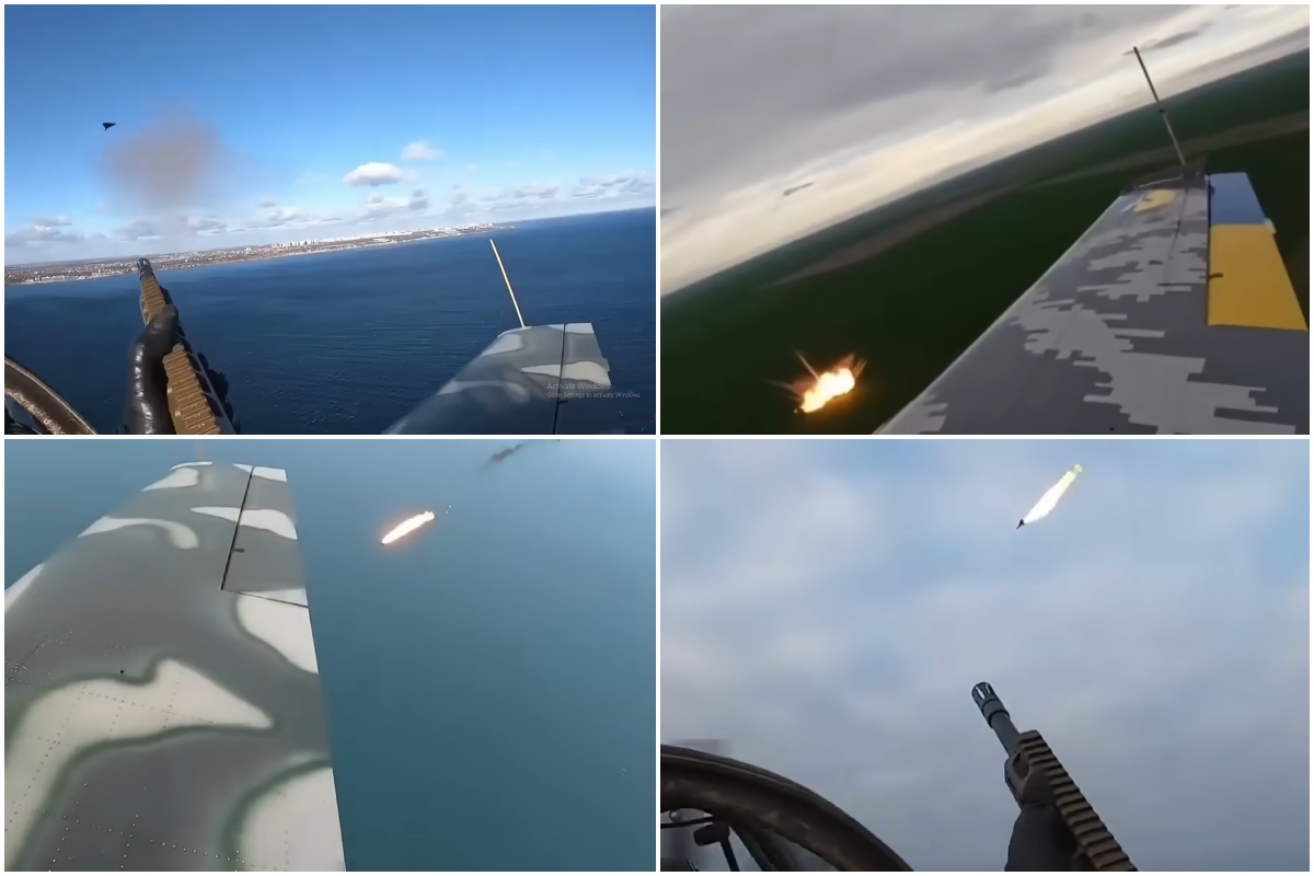 VIDEO Un soldat ucrainean doboară cu o pușcă dronele Shahed din cabina deschisă a avionului. Imagini spectaculoase din timpul misiunii