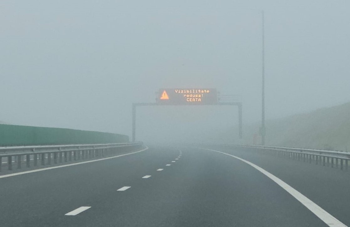 Alertă meteo! Ceață pe Autostrada A2, între Fetești și Cernavodă Vizibilitate redusă sub 100 de metri