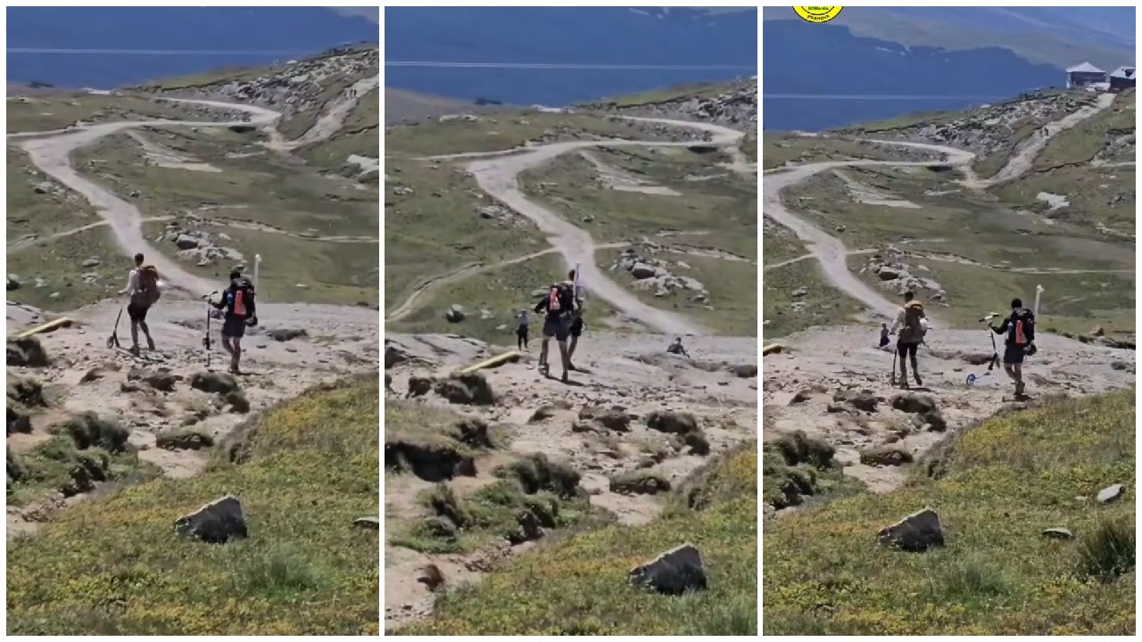 Doi turiști au „escaladat” cu trotinetele pe Platoul Bucegi. Reacția Salvamont Prahova: „Dacă sunt bune la oraș…”