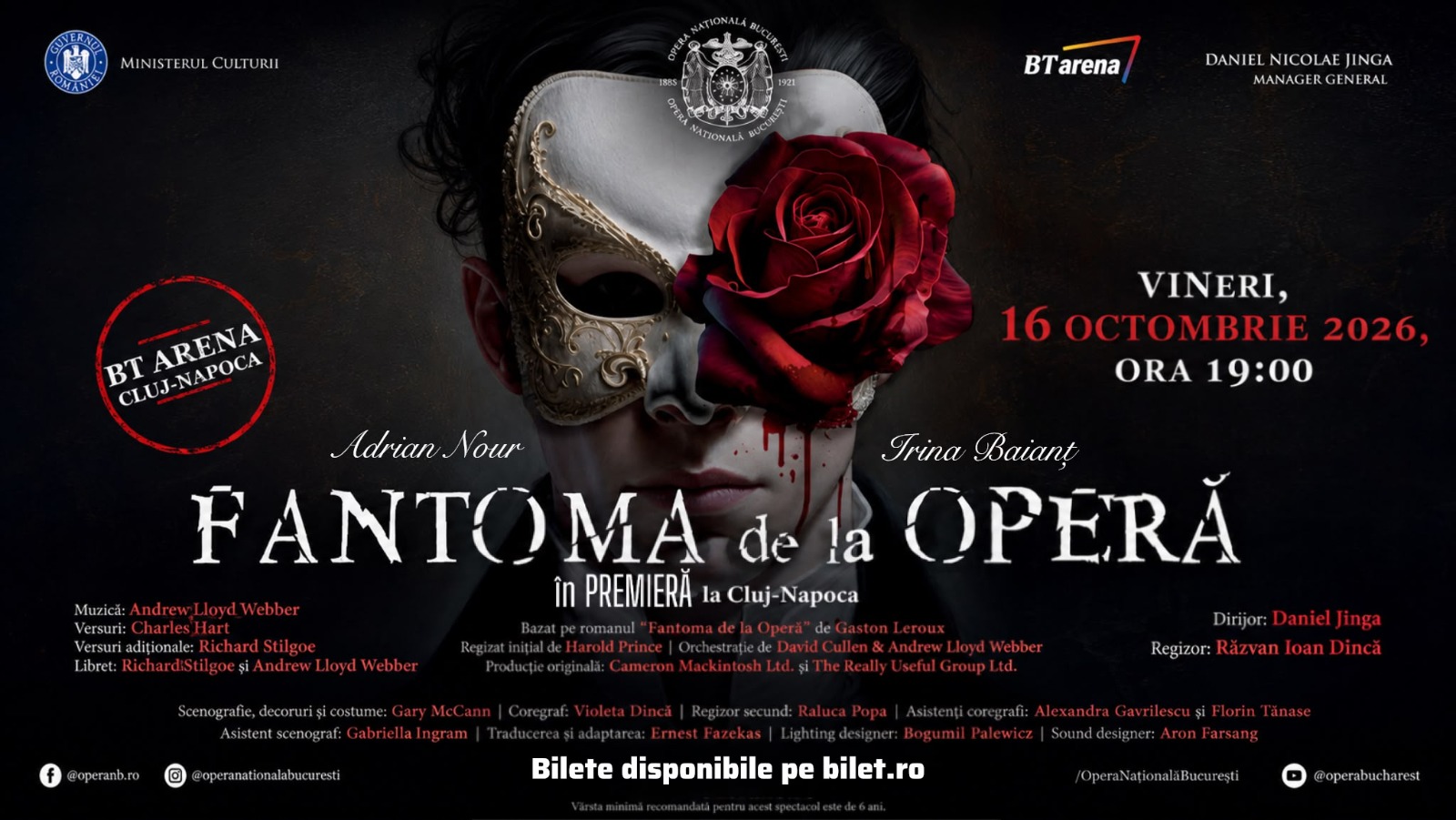 „Fantoma de la Operă”, în premieră la Cluj-Napoca, pe BT Arena