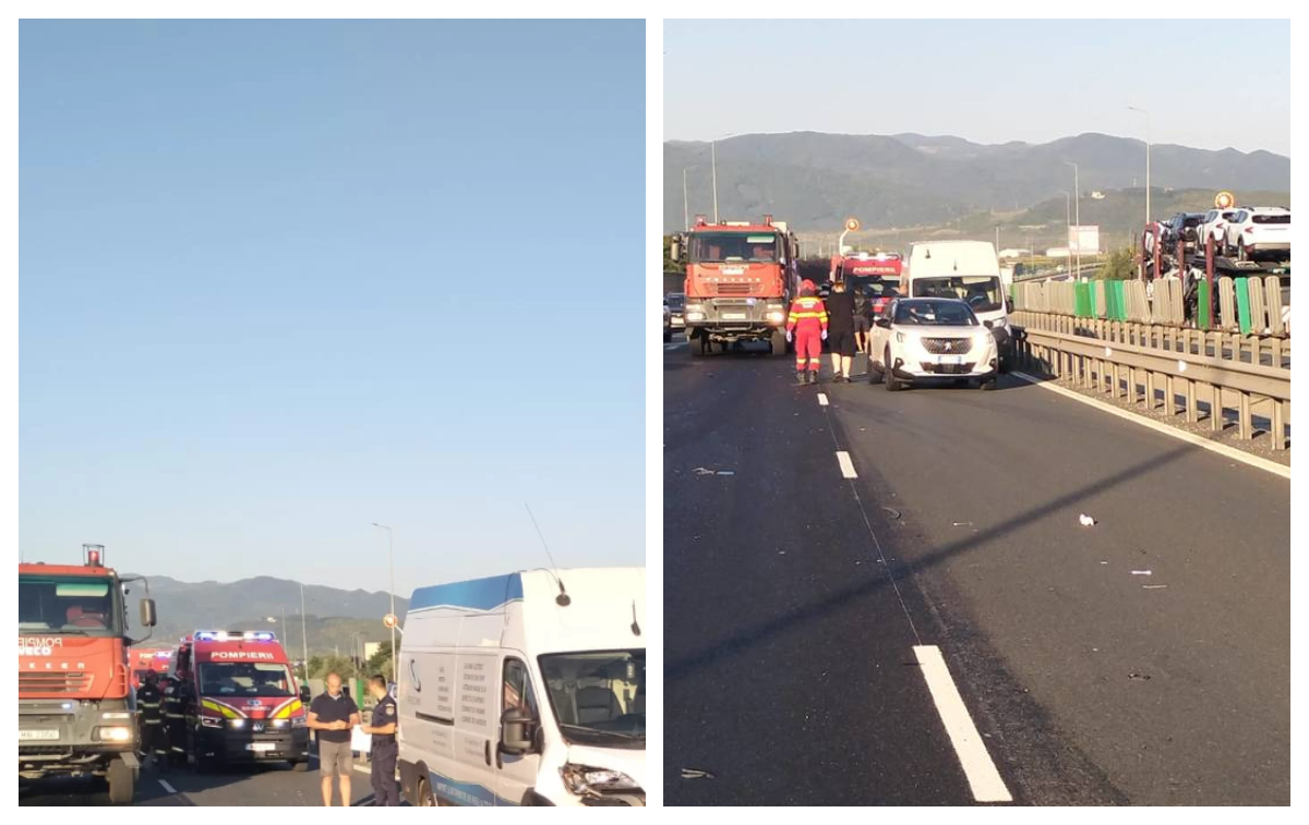 Accident cu patru mașini pe Autostrada A1. Mai multe persoane au fost rănite, traficul a fost restricționat