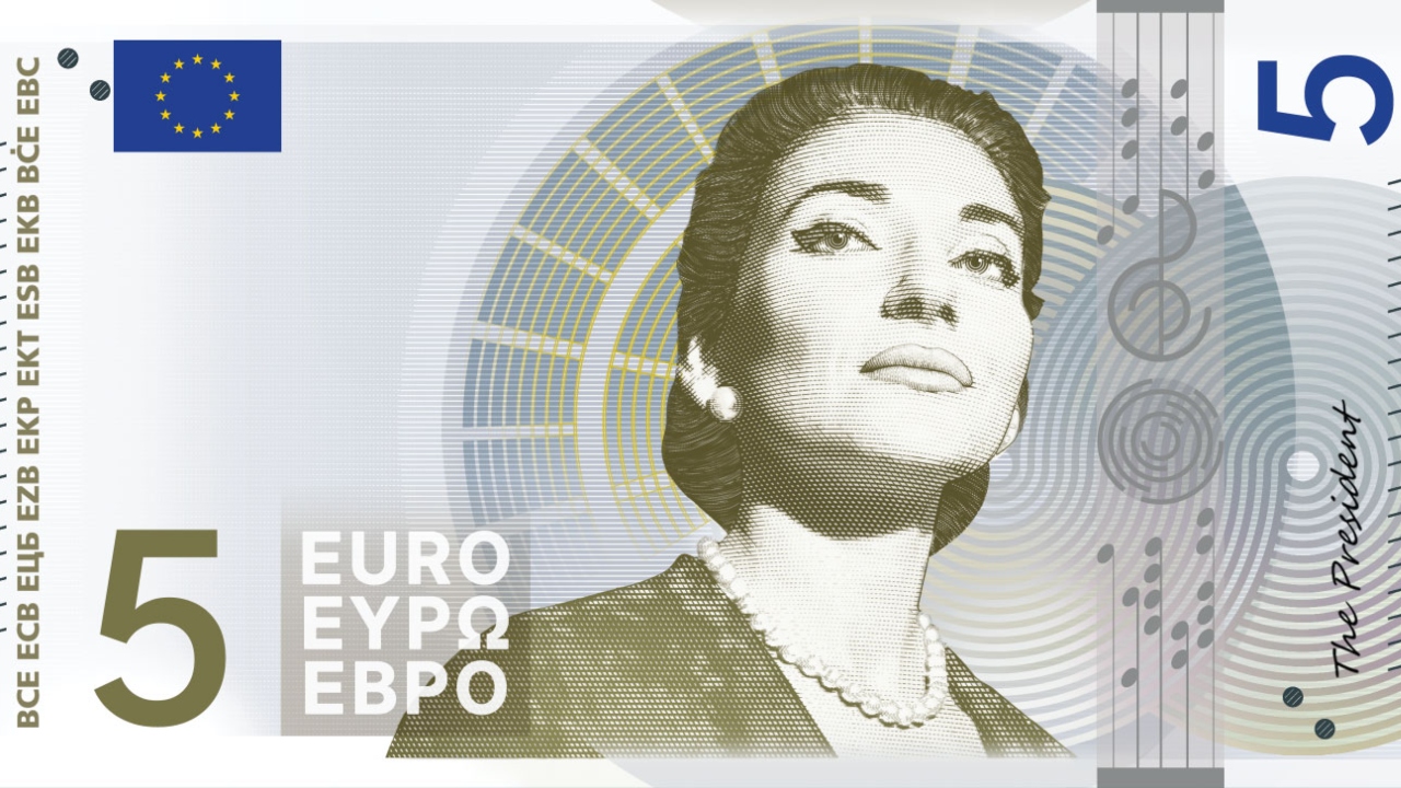 Maria Callas ar putea apărea pe noua bancnotă de 5 euro. Cum ar urma să arate viitorii banii europeni