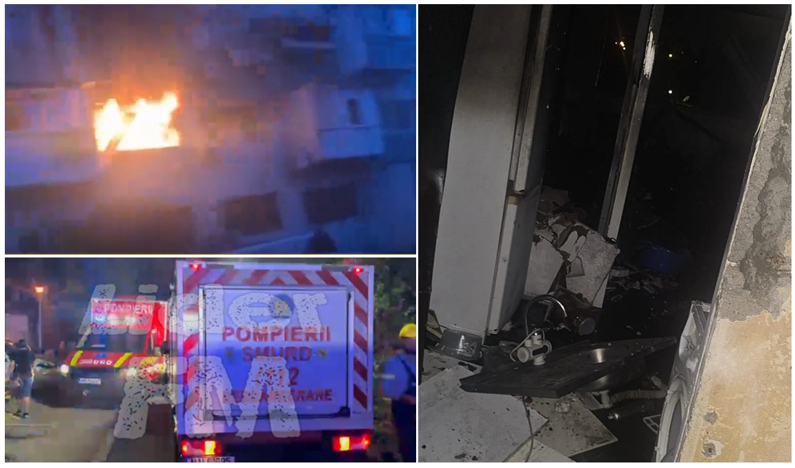 Explozie puternică urmată de incendiu într-un bloc din Galați. 3 persoane rănite, toți locatarii au fost evacuați VIDEO