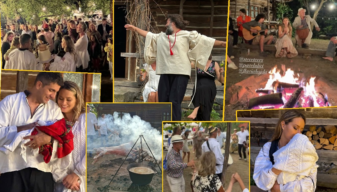 Laura Cosoi a încins o petrecere cu muzică populară și preparate tradiționale după botezul Ninei. Decor rustic și mese în aer liber, invitații au dansat desculți în jurul focului FOTO