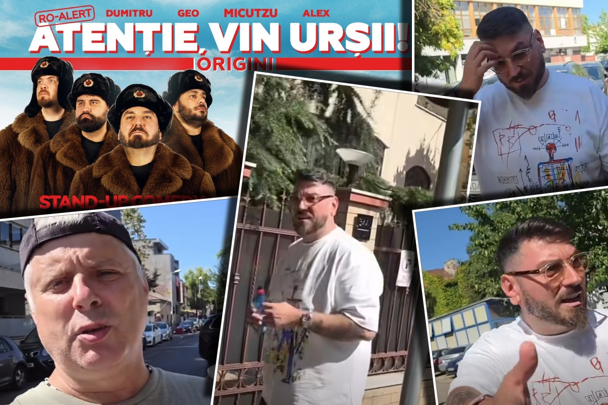 VIDEO! Micutzu și Marian Ceaușescu s-au jucat de-a borfașii pe stradă! Încercarea penibilă de a-și promova show-urile de stand-up cu ajutorul protestatarului rătăcitor care urlă pe stradă la oameni