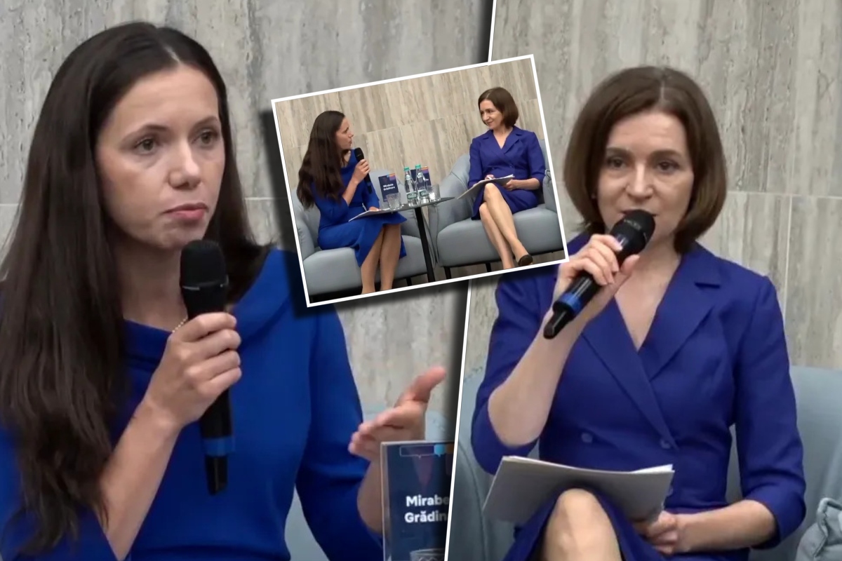Mirabela Grădinaru și Maia Sandu, apariții remarcabile la conferința pe tema siguranței copiilor în mediul online. Ambele au ales ținute de culoare bleumarin