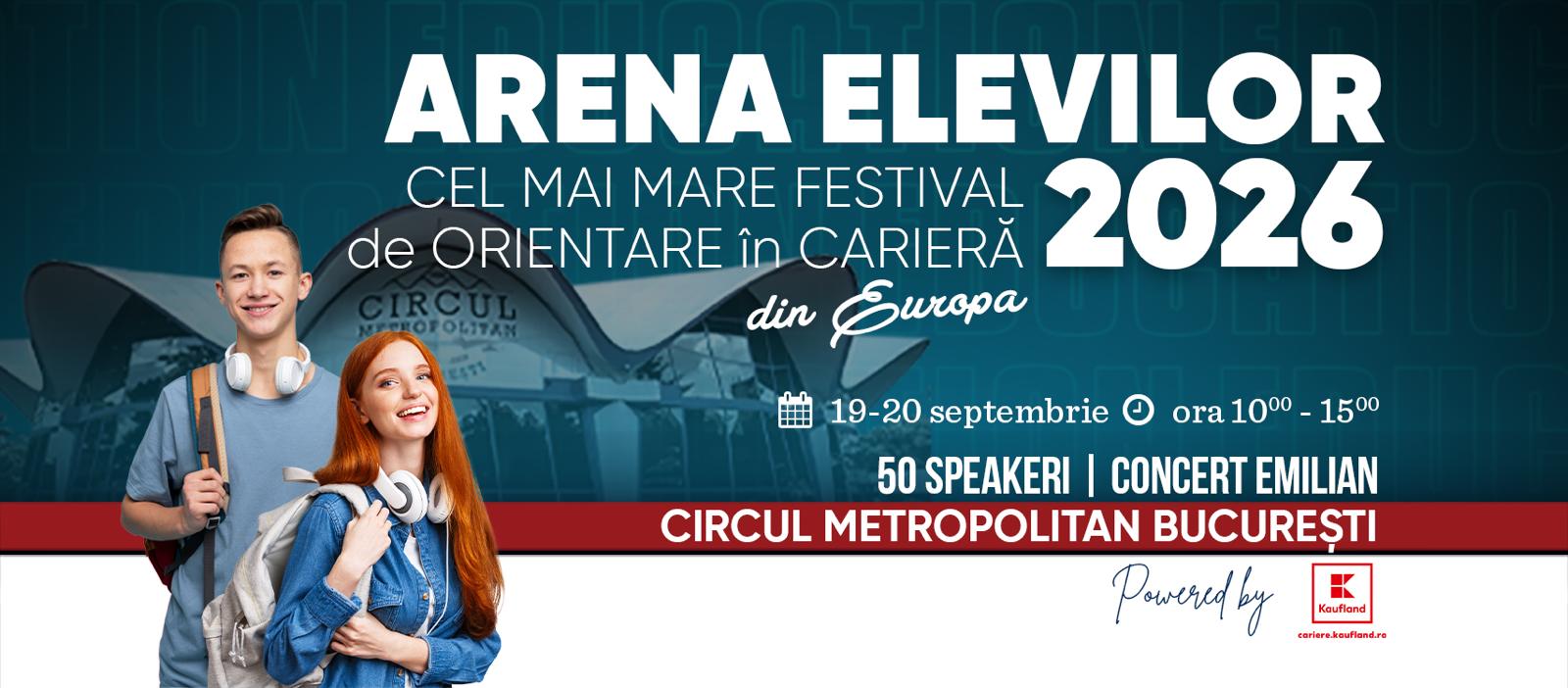 ARENA ELEVILOR 2026 – evenimentul care aduce viitorul generației tinere în prim-plan. Peste 50 de speakeri, părinți, elevi, universități și companii, reuniți pentru o experiență dedicată unei noi generații