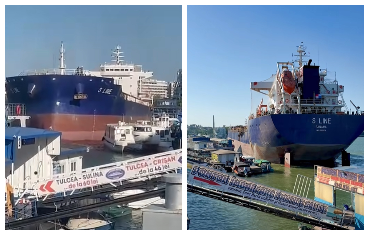 Accident naval în portul Tulcea. Două bărci s-au scufundat după ce au fost lovite de o navă care a scăpat de sub control