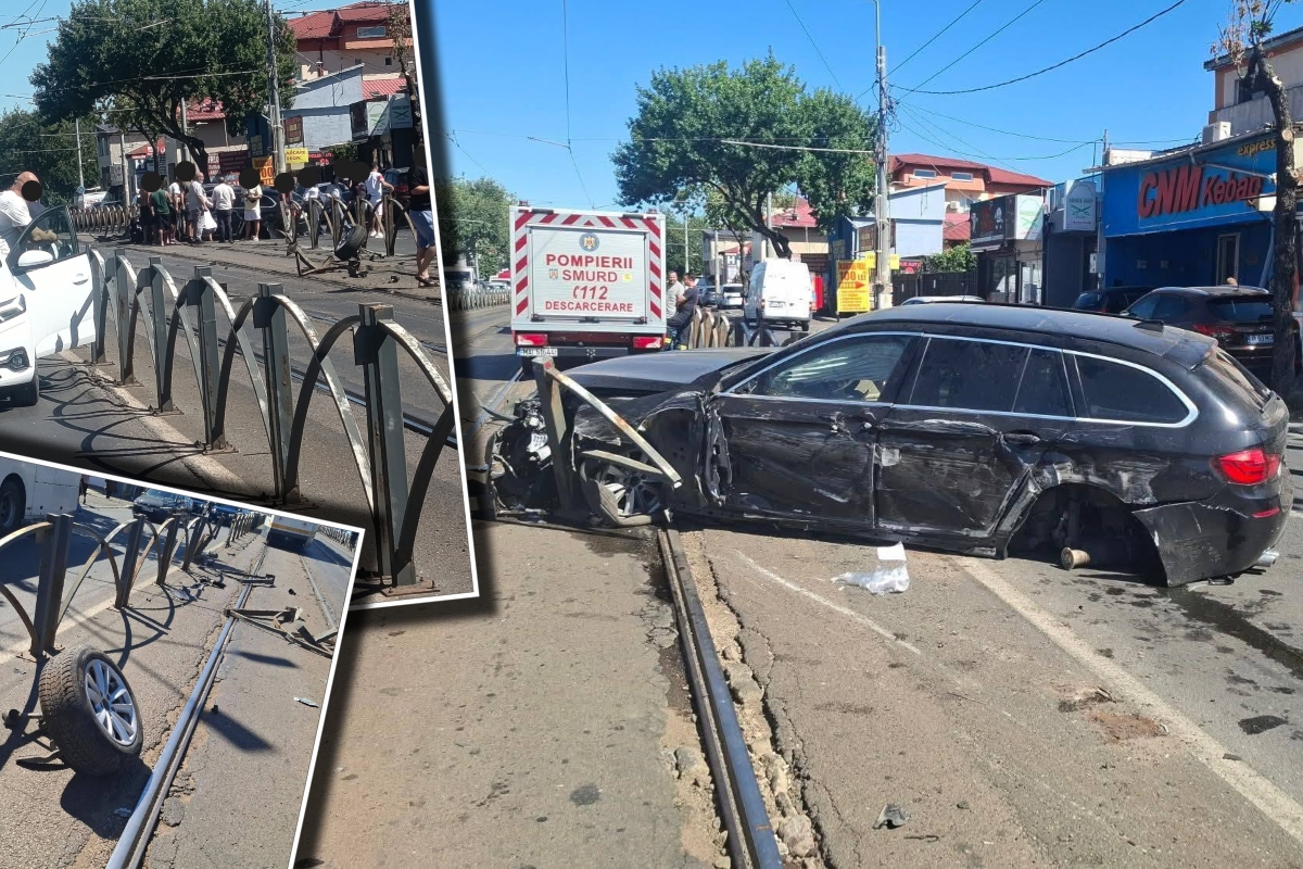 Accident grav pe Șoseaua Colentina din Capitală. O mașină a ajuns pe linia de tramvai, iar circulația liniei 21 a fost blocată