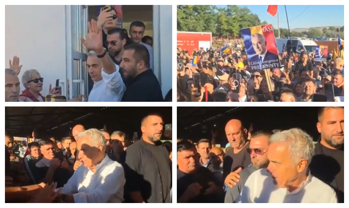 Călin Georgescu, baie de mulțime într-o piață din Vaslui. Cum își face liderul suveraniștilor din nou campanie cu un leu