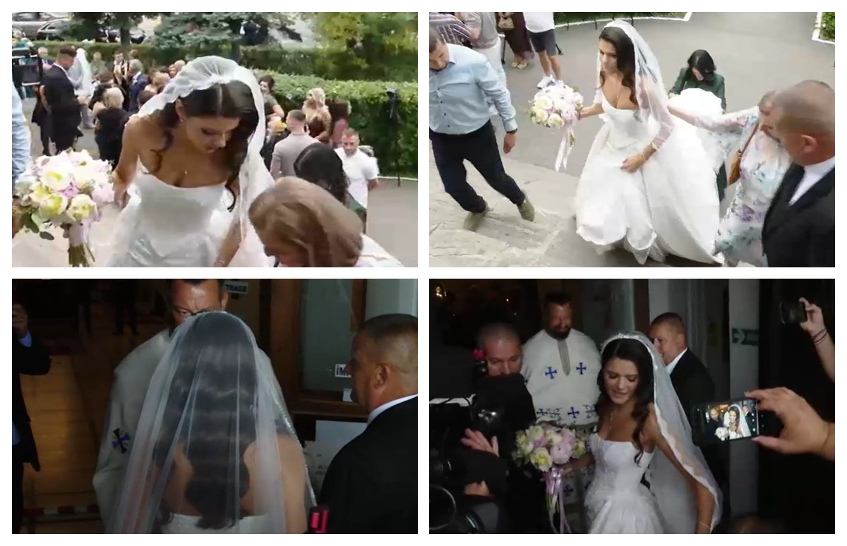 Primele imagini de la nunta lui Alexandru Nazare! Maria Mihali a strălucit într-o rochie de mireasă de tip prințesă