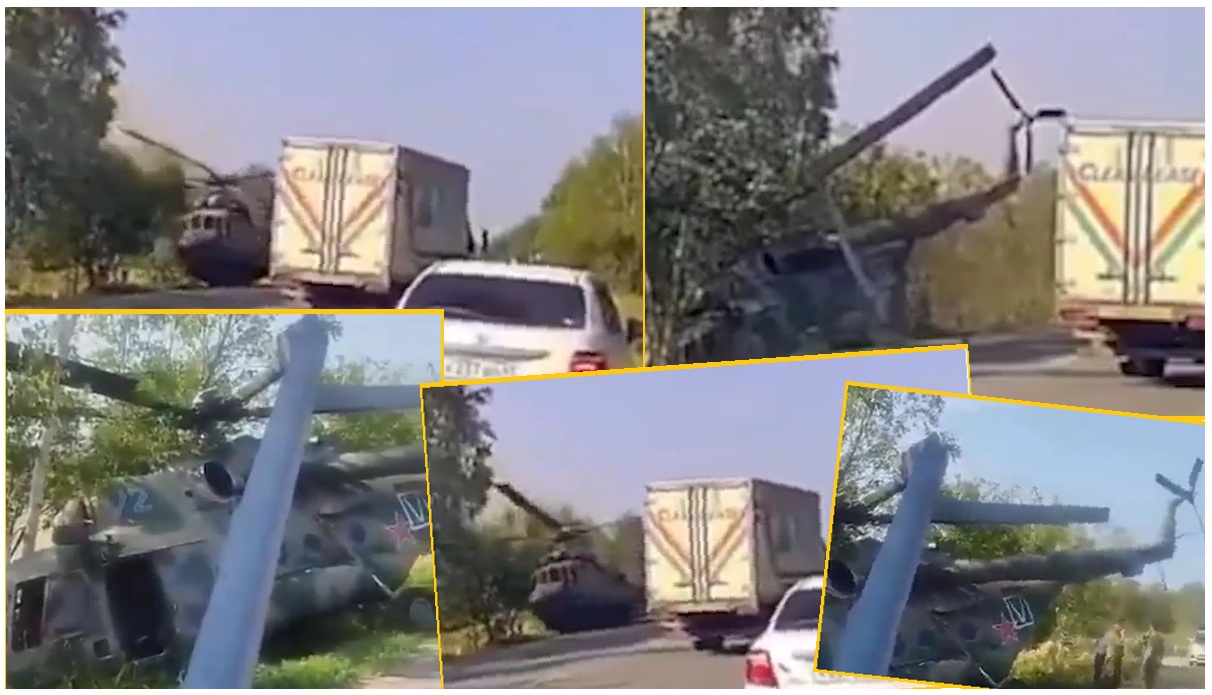 Momente de panică în Rusia. Un elicopter a aterizat de urgență pe șosea și s-a răsturnat în șanț. Ambele motoare s-au oprit după ce aparatul de zbor a rămas fără combustibil VIDEO